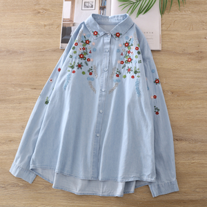 Πουκάμισο τζιν χονδρικής προσαρμοσμένο με φλοράλ κέντημα
