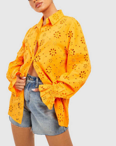 Gro&szlig;handel ma&szlig;geschneiderte Oversize-Stickerei-Shirt mit langen &Auml;rmeln